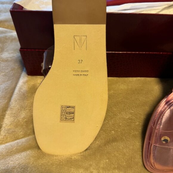 Tamara Mellon Leather Metallic Pink Slides 7M - Picture 6 of 6
